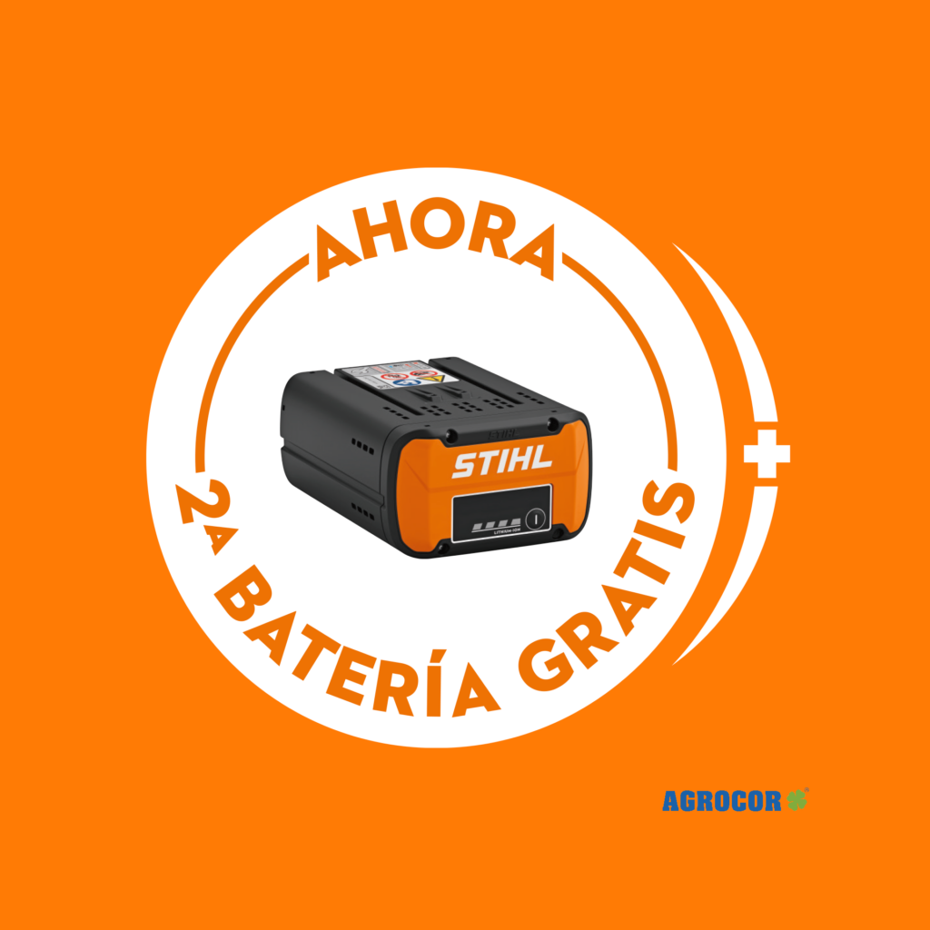 ¡Potencia tus tareas de jardinería con nuestras herramientas de batería Stihl! En Agrocor, nos apasiona proporcionarte las herramientas más avanzadas y eficientes para que puedas llevar a cabo tus proyectos de jardinería con facilidad y profesionalismo. Es por eso que estamos encantados de presentarte nuestra amplia gama de máquinas de batería Stihl, diseñadas tanto para particulares como para profesionales que buscan la máxima comodidad y rendimiento en cada tarea. Descubre la libertad de trabajar sin cables con nuestras herramientas de batería: Motosierras: Con nuestra gama de motosierras de batería Stihl, podrás podar árboles y arbustos con total libertad de movimiento y sin preocuparte por los cables. Desde tareas de mantenimiento en el jardín hasta trabajos forestales más exigentes, nuestras motosierras te ofrecen la potencia y el rendimiento que necesitas. Desbrozadoras: Olvídate de los problemas de arranque y mantenimiento de las desbrozadoras de gasolina. Nuestras desbrozadoras de batería Stihl son silenciosas, ligeras y fáciles de manejar, ideales para cortar hierba y maleza en cualquier rincón del jardín o terreno. Sopladores: Mantén tu jardín limpio y ordenado con nuestros sopladores de batería Stihl. Desde eliminar hojas y residuos hasta limpiar superficies pavimentadas, nuestros sopladores ofrecen un rendimiento excepcional y una gran autonomía para que puedas trabajar sin interrupciones. Ventajas de nuestras herramientas de batería para jardín: Libertad de movimiento: Trabaja en cualquier lugar sin depender de enchufes o cables largos. Silenciosas y respetuosas con el medio ambiente: Disfruta de un entorno tranquilo mientras trabajas y reduce tu huella de carbono con herramientas sin emisiones. Fáciles de usar y mantener: Olvídate de los problemas de arranque y mantenimiento de las herramientas de gasolina. Nuestras herramientas de batería son fáciles de usar y requieren poco mantenimiento. Versatilidad y compatibilidad: Las baterías Stihl son compatibles con todas nuestras herramientas de batería, lo que te permite intercambiarlas fácilmente según tus necesidades. Desde pequeñas tareas de mantenimiento en el jardín hasta proyectos profesionales de paisajismo, nuestras herramientas de batería Stihl son la elección perfecta para cualquier tarea de jardinería. Descubre la libertad y el rendimiento que ofrecen nuestras herramientas de batería y lleva tu jardín al siguiente nivel con Agrocor. ¡Contáctanos hoy mismo para obtener más información y descubre todas las opciones disponibles! segunda bateria gratis