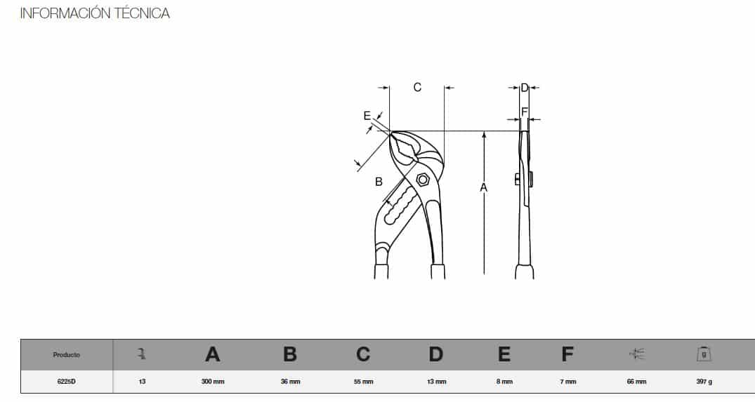 Tenaza articulada ajustable 300 mm bahco - Imagen 6