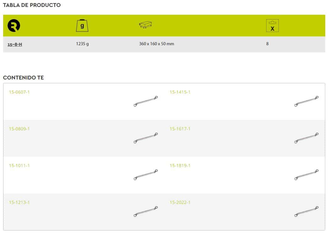 Juego llave estrella acodada irimo 8 piezas - Imagen 2