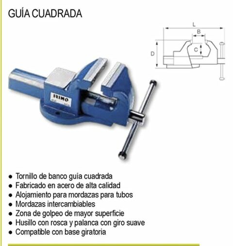 Tornillo banco irimo 100 mm (guia cuadrada)
