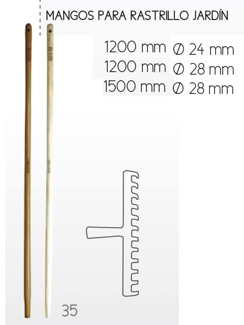 Mango escoba Ø28 x 1500 (punta conica)