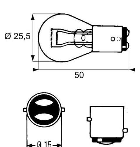 Bombilla s25 12v 21w/5w bay15d