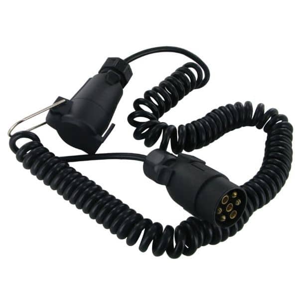 Alargador en Espiral 5 m con Toma de 7 Pines – Conexión Segura y Flexible