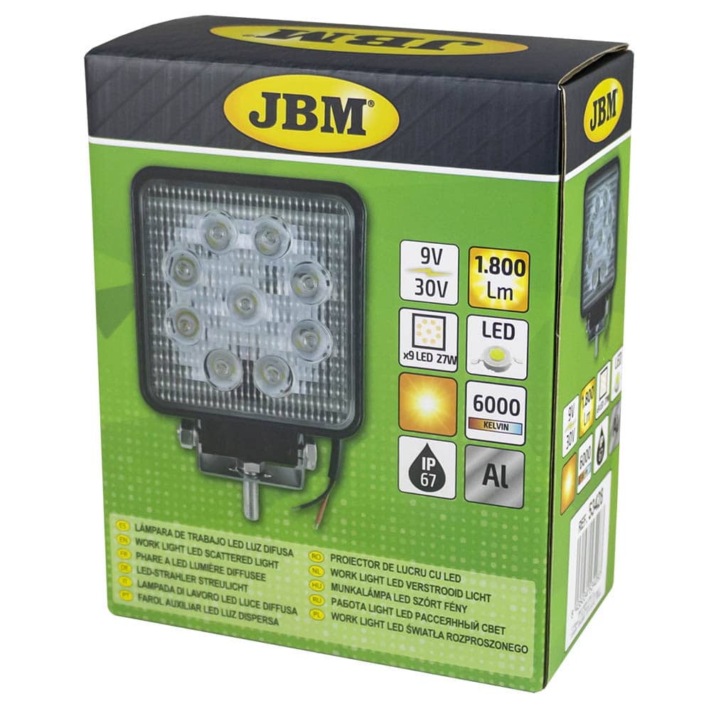 Faro de trabajo cuadrado led 1800 lm x9 led 27w - Imagen 4
