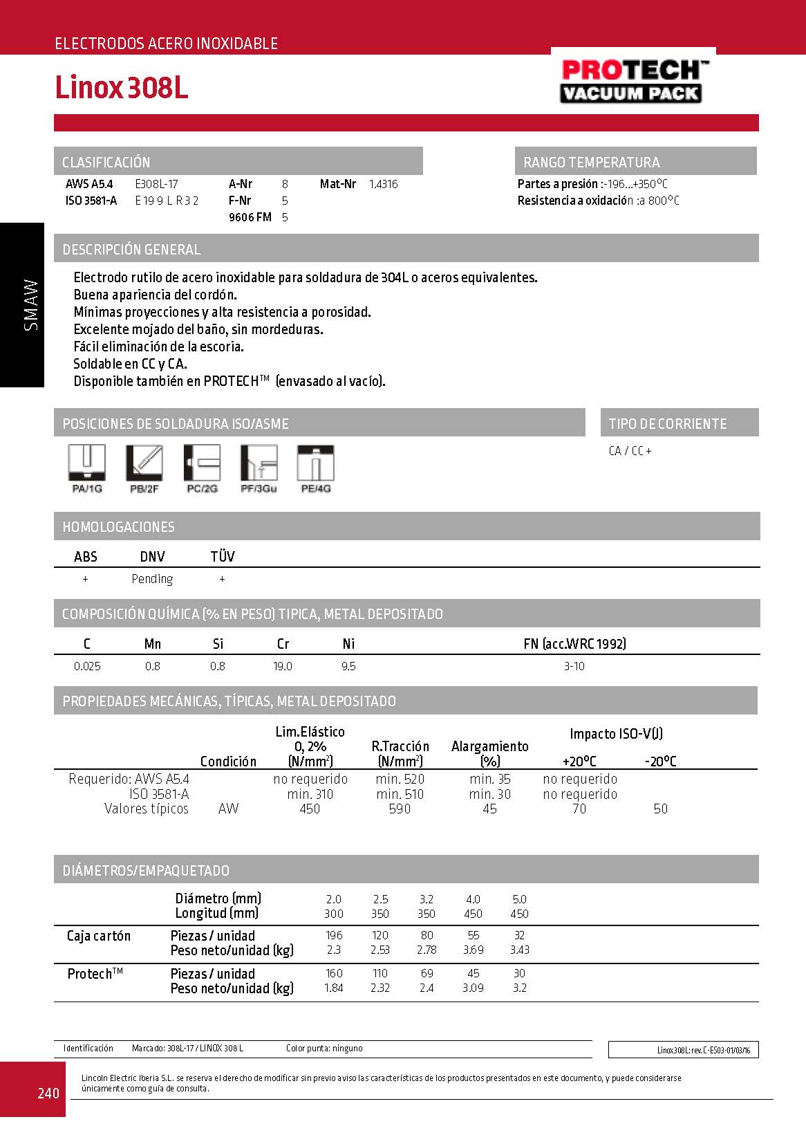 Electrodo linox 308l 2,0x300 p.150 und. 1.70 kg - Imagen 3