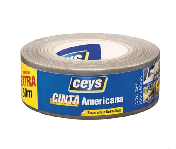 Cinta americana Ceys plata rollo 50m x 50 mm