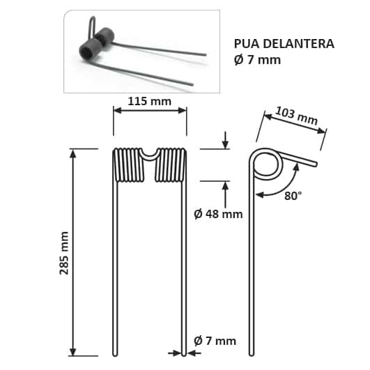Pua rastrilla ø 7 mm. delantera - Imagen 2