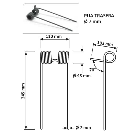 Pua rastrilla ø 7 mm trasera - Imagen 2