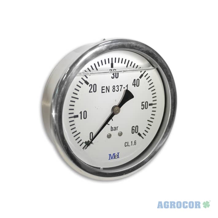 Manometro glicerina 60 bar 1/2" 100 mm horizontal