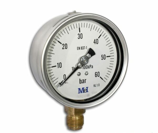 Manometro glicerina 06 bar 1/4'' ø 63 mm. rellenable