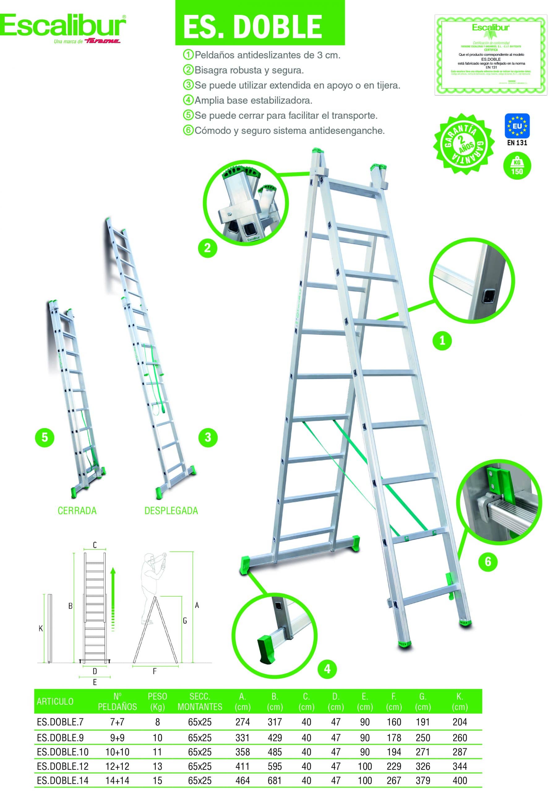 Escalera aluminio de bricolaje ES-doble 9 9+9 peld - Imagen 8