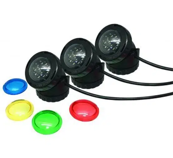 Focos sumergibles para estanques Set 3 focos sumergibles 12 leds para estanques