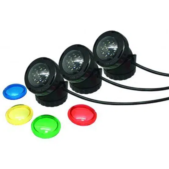 Focos sumergibles para estanques Set 3 focos sumergibles 12 leds para estanques
