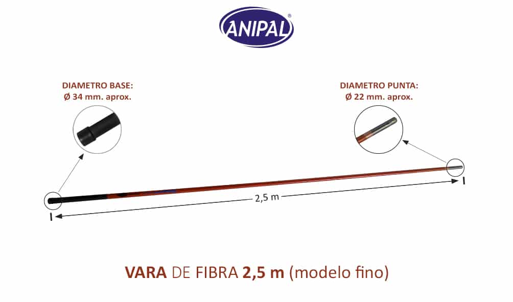 Vara fibra ANIPAL estandar 2,50 mt. - Imagen 2
