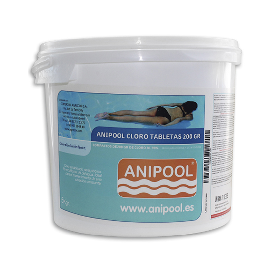 Anipool cloro tabletas de 200 gr. 5 kg.