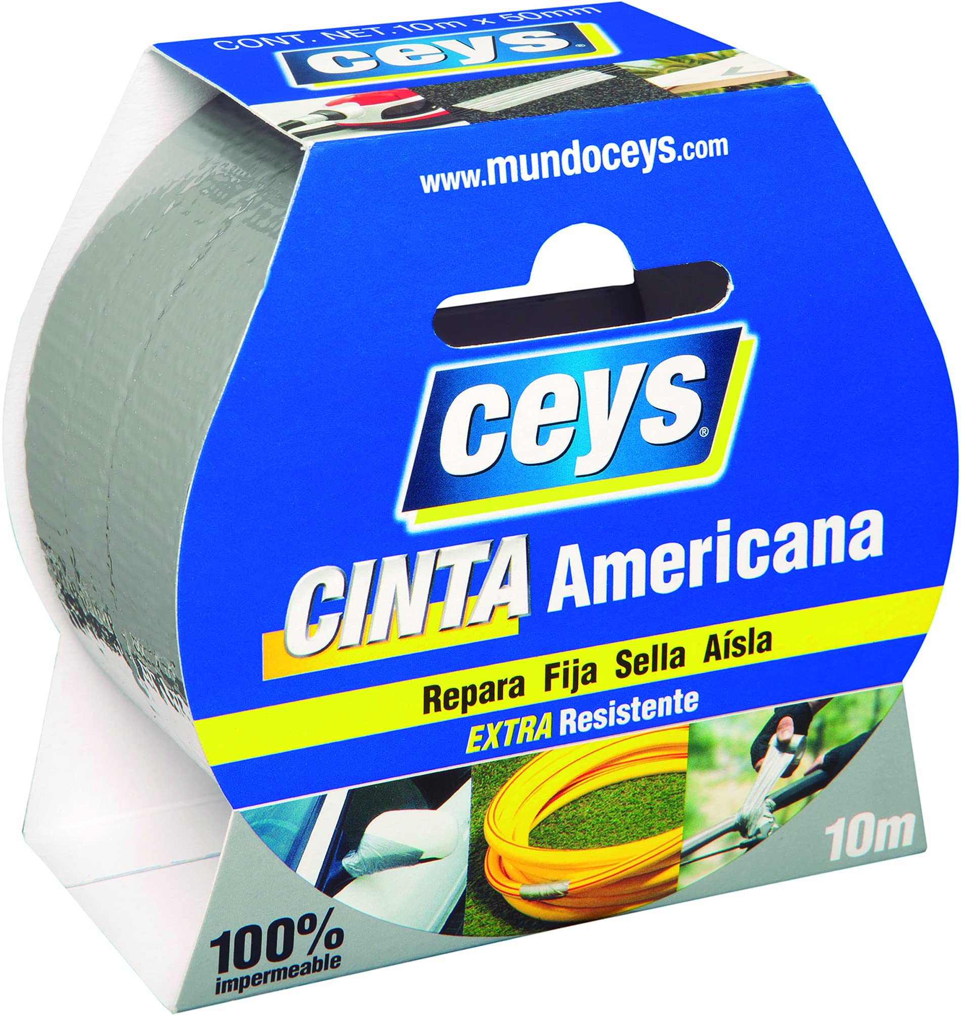 Cinta americana Ceys plata rollo  5m x 50 mm