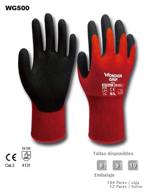 Guante WG500 nylon rojo + nitrilo foam