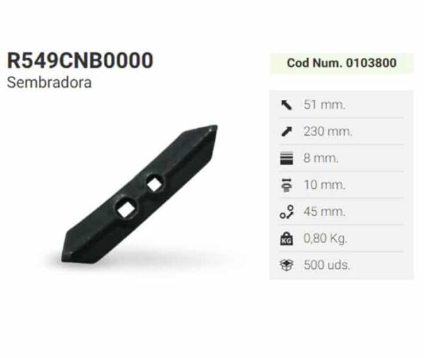 Reja cavadora L 49 Con nervio brazo 20 mm