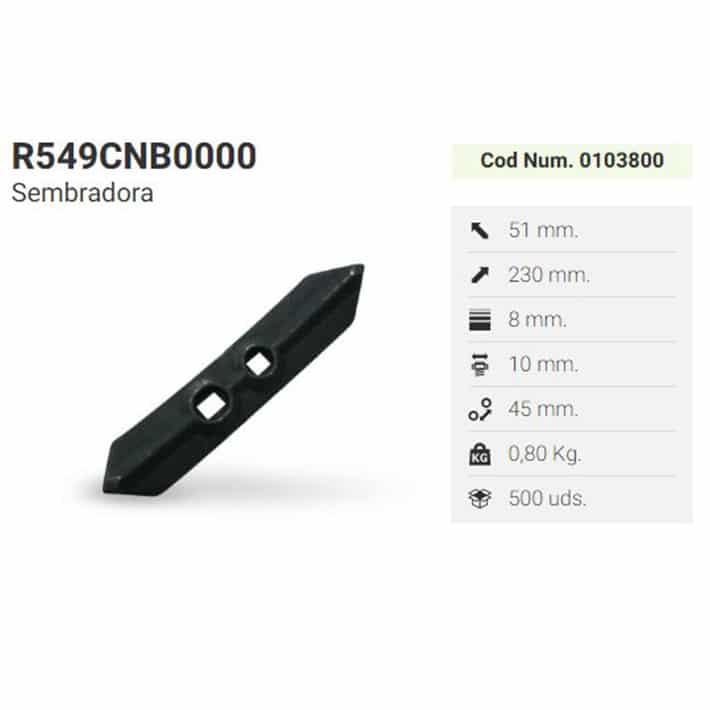 Reja cavadora L 49 Con nervio brazo 20 mm