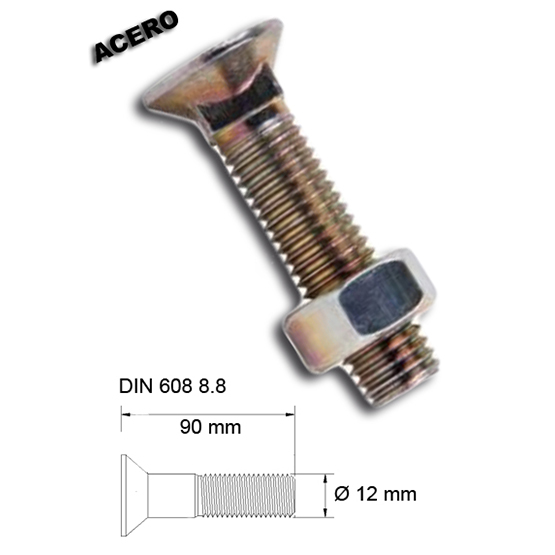 Tornillo reja acero 8.8 12x090