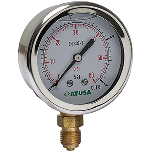 Manometro glicerina 60 bar 1/4'' ø 63 mm.