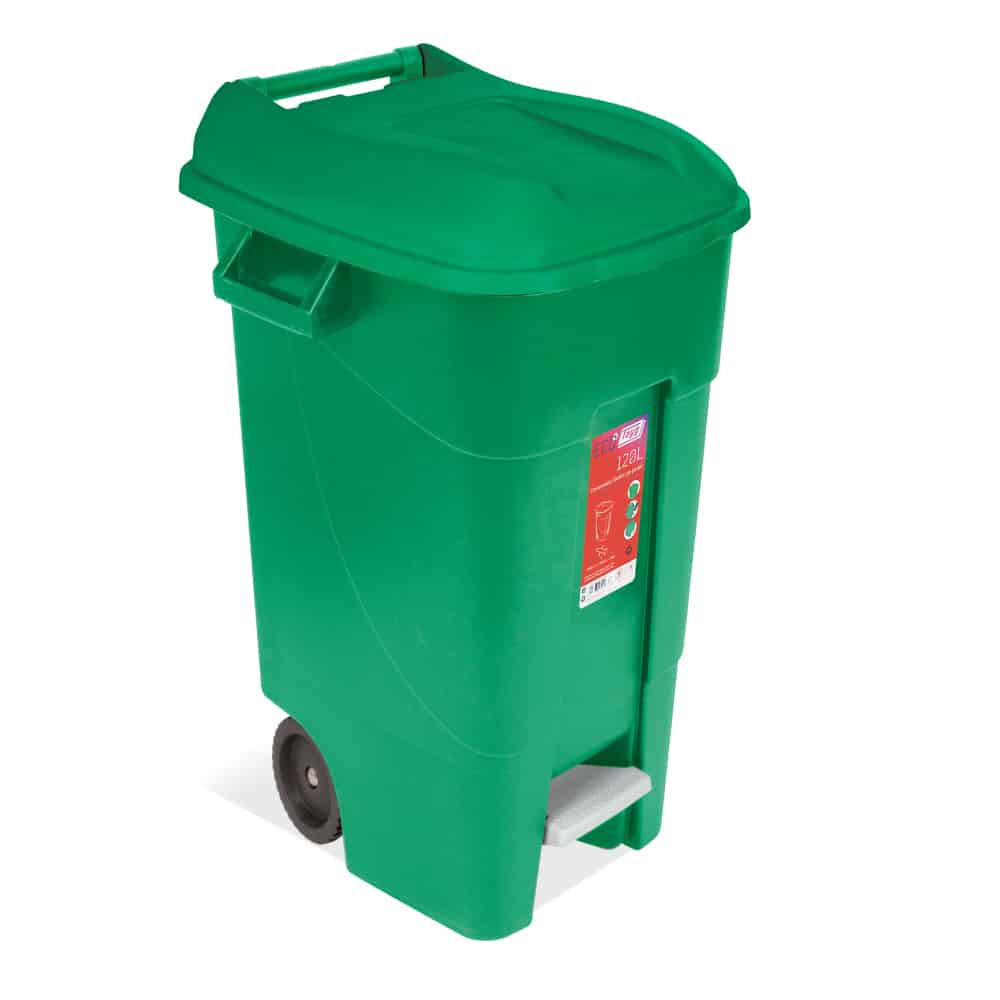 Cubo de Jardin 120 l Verde con ruedas
