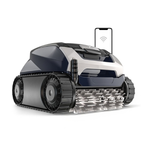 Robot limpiafondos ZODIAC RE4400 iQ VOYAGER con aspiración ciclónica y control WiFi iAquaLink. Limpia fondo, paredes y línea de agua de la piscina.